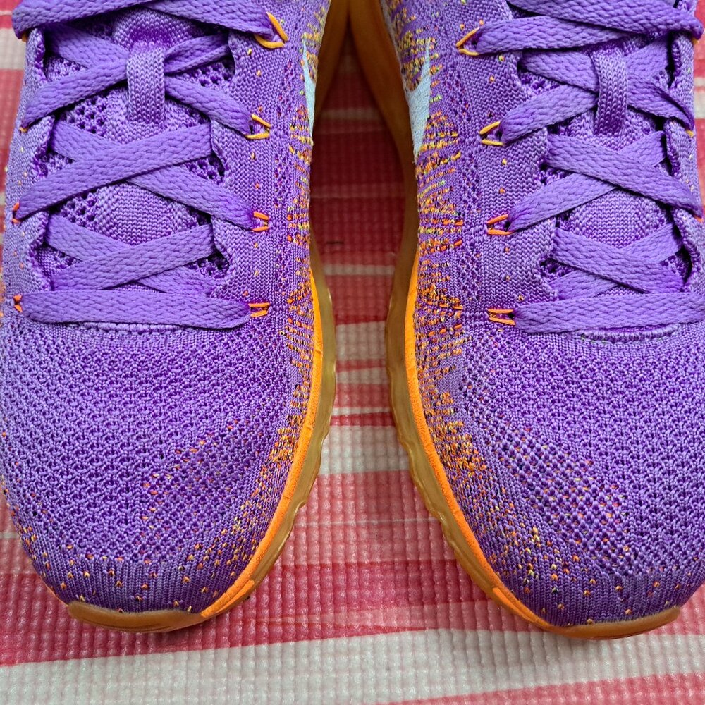 %NIKE FLYKNIT MAX ATOMIC PURPLE/ORANGE/MANGO US 9.5 Women 620659-500 A7 - Picture 11 of 13